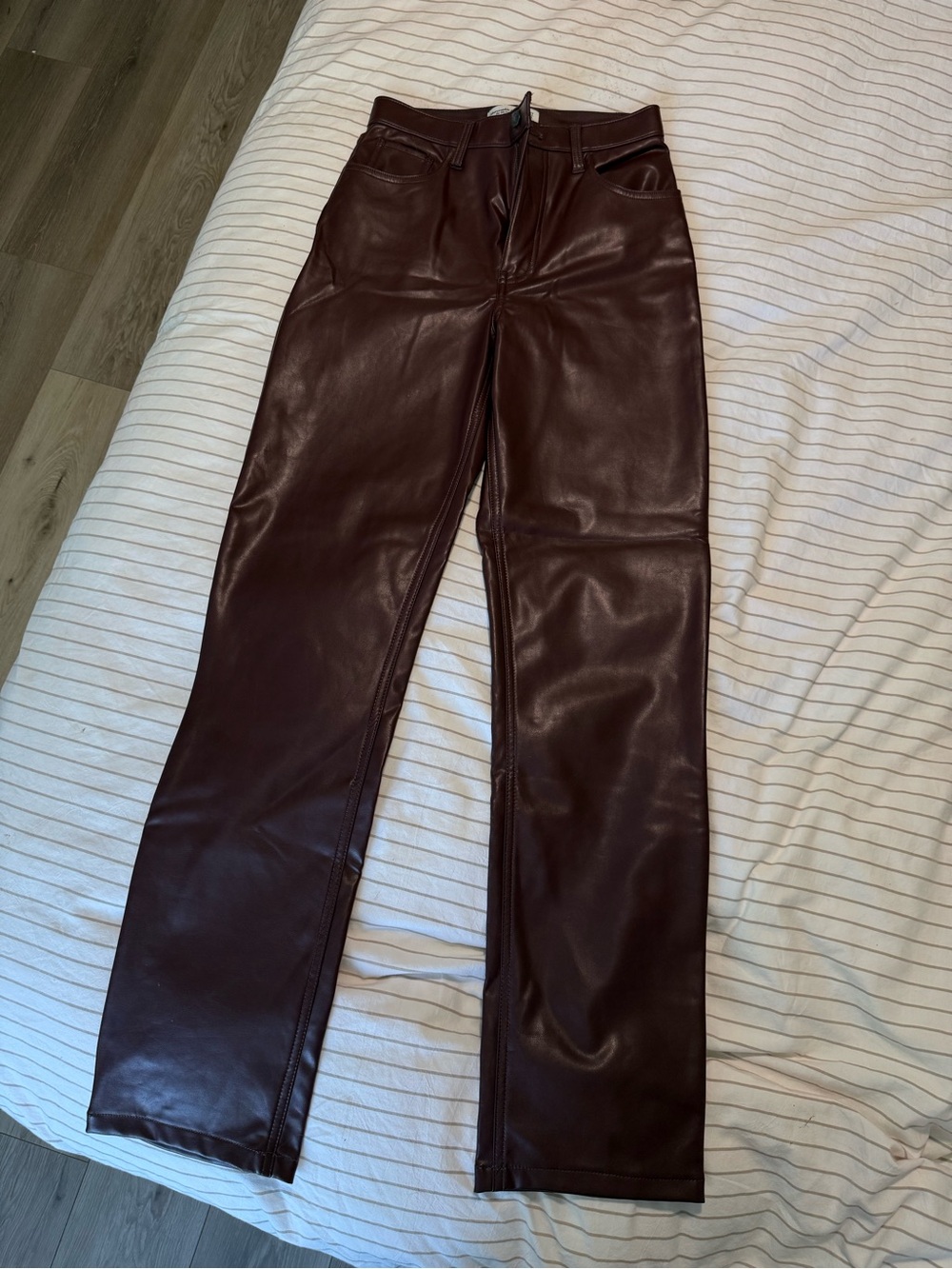 Abercrombie & Fitch Chestnut Brown Faux Leather High-Rise Pants